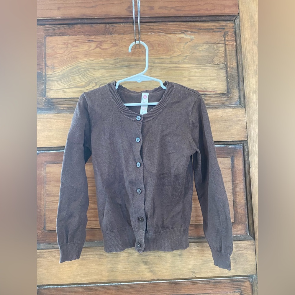 Cherokee Chocolate Button-Up Girls Cardigan